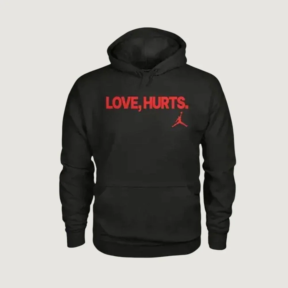 Air Jordan Jalen Hurts Love, Hurts Black Red Hoodie Sweatshirt JQ3843-010 Size M